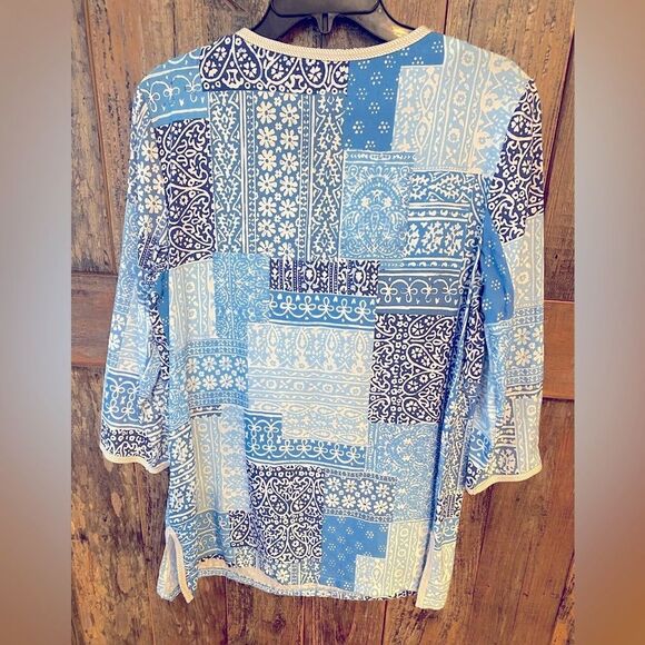 J.McLaughlin Sz M Blue Carly Bandanna Patchwork Catalina Cloth Tunic - Picture 2 of 9